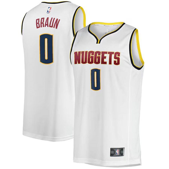 Men's White Denver Nuggets #0 Christian Braun Association Edition Stitched Basketball Jersey